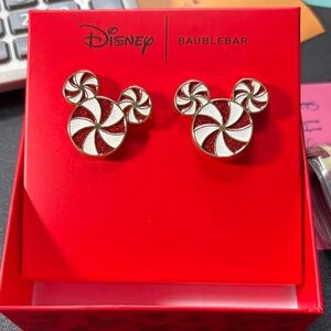 BaubleBar Red & White Peppermint Mickey Stud Earrings